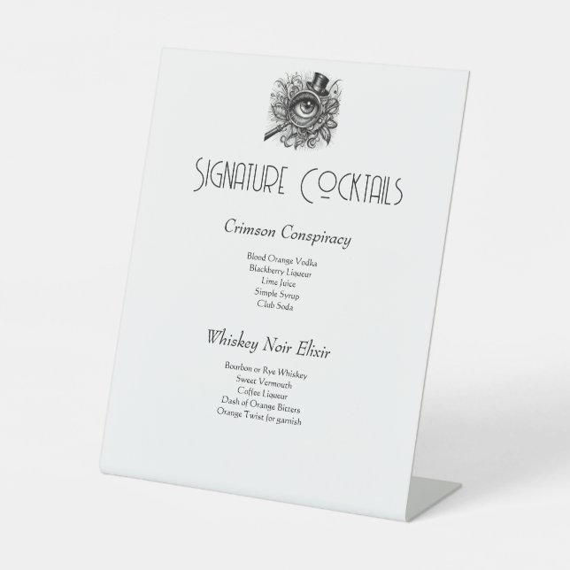 Mord Mystery Signature Cocktails Sockelschild (Vorderseite)