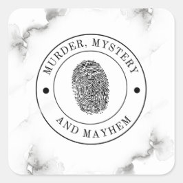 Mord Mystery und Mayhem Quadratischer Aufkleber