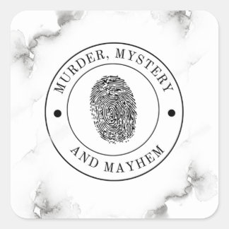 Mord Mystery und Mayhem Quadratischer Aufkleber