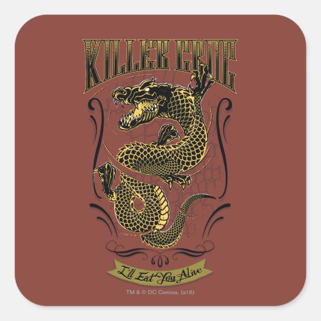 Mörder Croc Tätowierung der Selbstmord-Gruppen-| Quadratischer Aufkleber (Vorderseite)