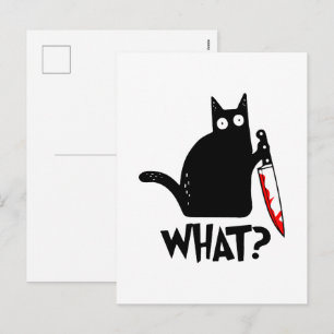 Mörderische Katze mit Messer Feiertagspostkarte
