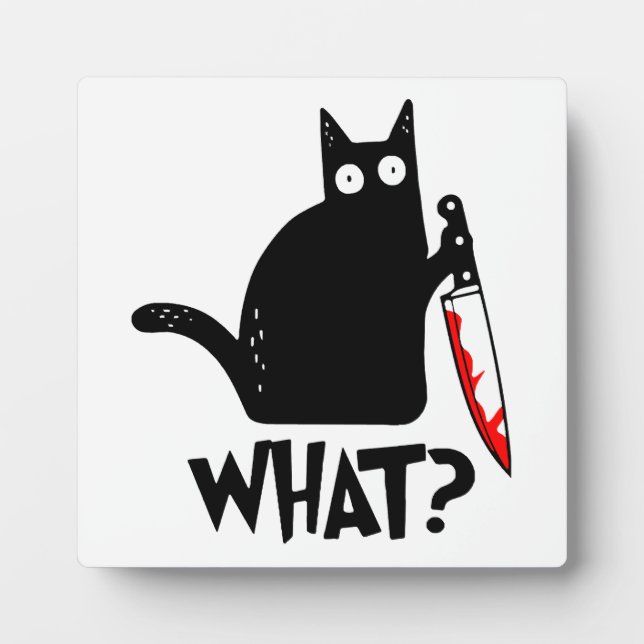 Mörderische Katze mit Messer Fotoplatte (Vorderseite)