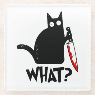Mörderische Katze mit Messer Glasuntersetzer