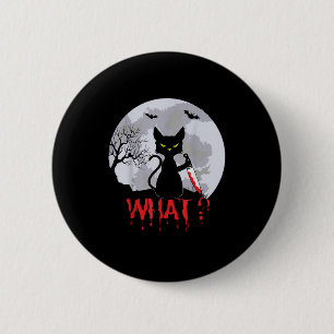 Mörderische Katze mit Messer, Katze mit Halloween- Button