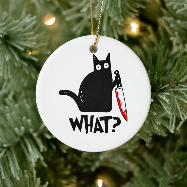 Mörderische Katze mit Messer Keramik Ornament (Baum)