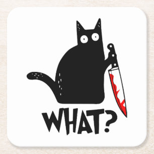 Mörderische Katze mit Messer Rechteckiger Pappuntersetzer