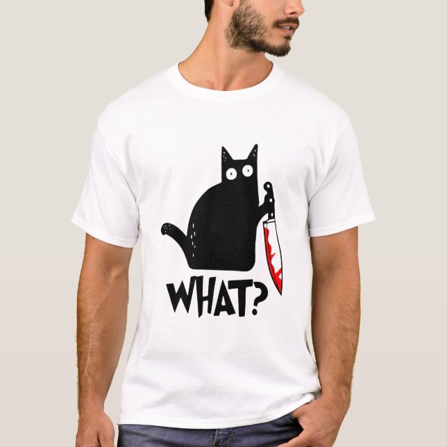 Mörderische Katze mit Messer T-Shirt (Vorderseite)