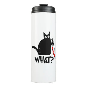 Mörderische Katze mit Messer Thermosbecher