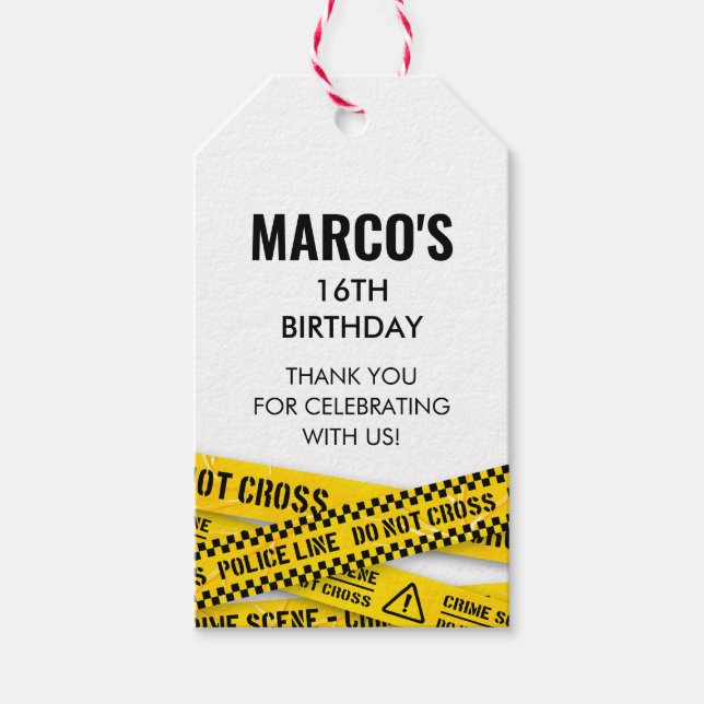 Mörderisches Mysterium-Party mit Bändern aus der G Geschenkanhänger (Vorderseite)