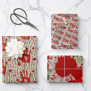 Mordrätsel-Krimifan-Kaltfall blutig  Geschenkpapier Set