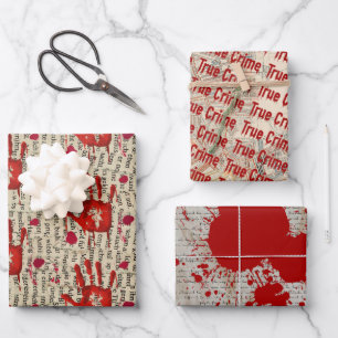 Mordrätsel-Krimifan-Koldfall blutig  Geschenkpapier Set