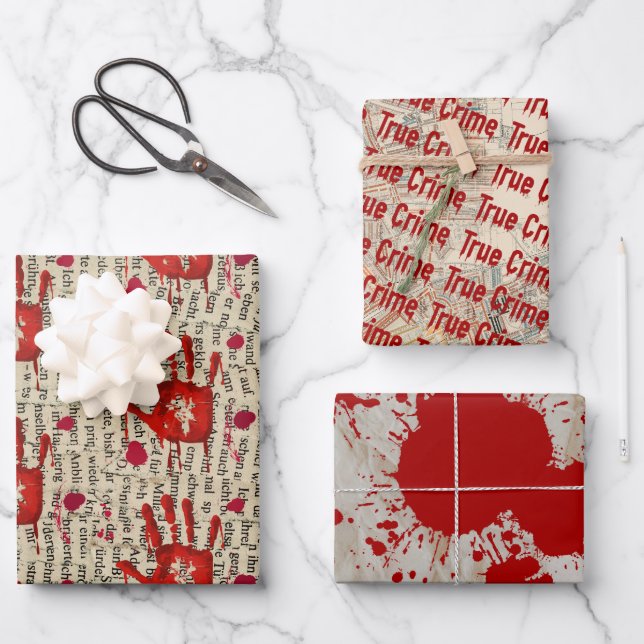 Mordrätsel-Kriminalitätsfan-Cold-Case-blutig  Geschenkpapier Set (Vorderseite)