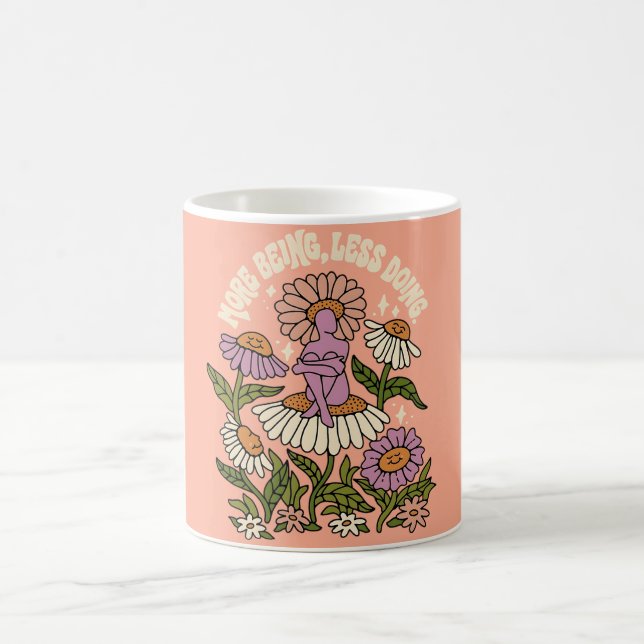 More Being Less Doing Self Care Floral Mug Kaffeetasse (Mittel)