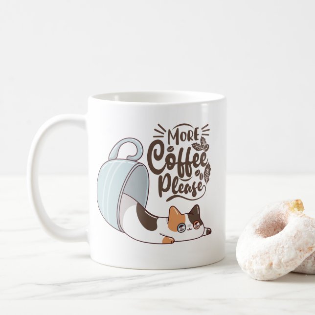 More Coffee Please Cat Mug | Cute Coffee Lover Kit Kaffeetasse (Mit Donut)
