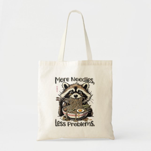 More noodles less problems raccoon eating ramen tragetasche (Vorne)