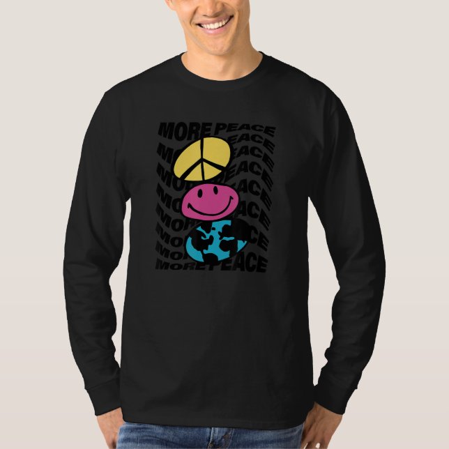 More Peace Trippy Repeat Peace Sign Happy Face Ear T-Shirt (Vorderseite)