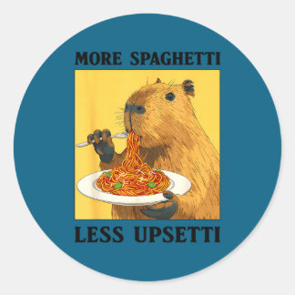 More Spaghetti Less Upsetti Capybara Runder Aufkleber