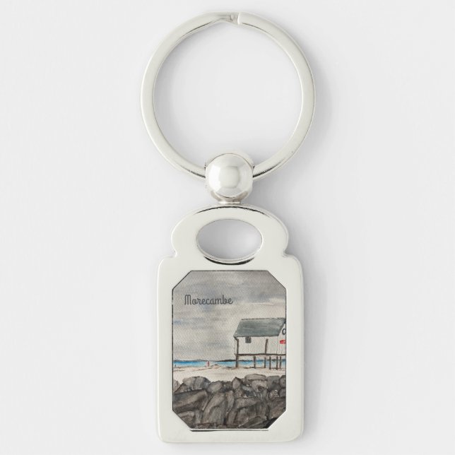 Morecambe Beach Hut Lancashire Badeort Schlüsselanhänger (Vorderseite)