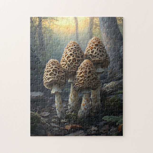 Morel Fungus Mushrooms Illustration Puzzle (Vertikal)