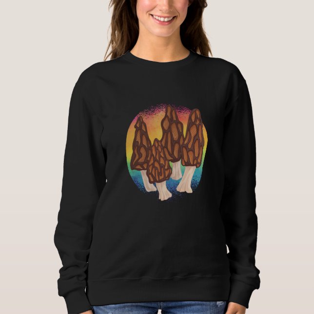 Morel Hunting Retro Colors Mushroom Hunter Sweatshirt (Vorderseite)