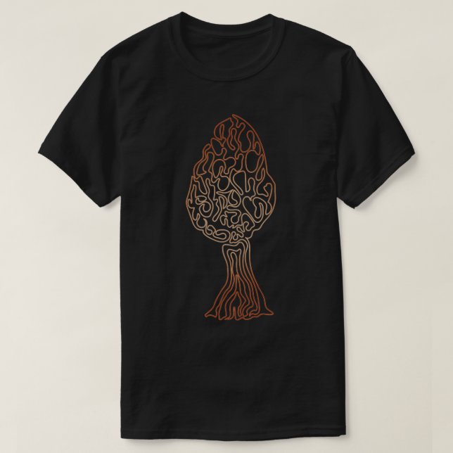 Morel Mushroom Doodle Line Art T-Shirt (Design vorne)