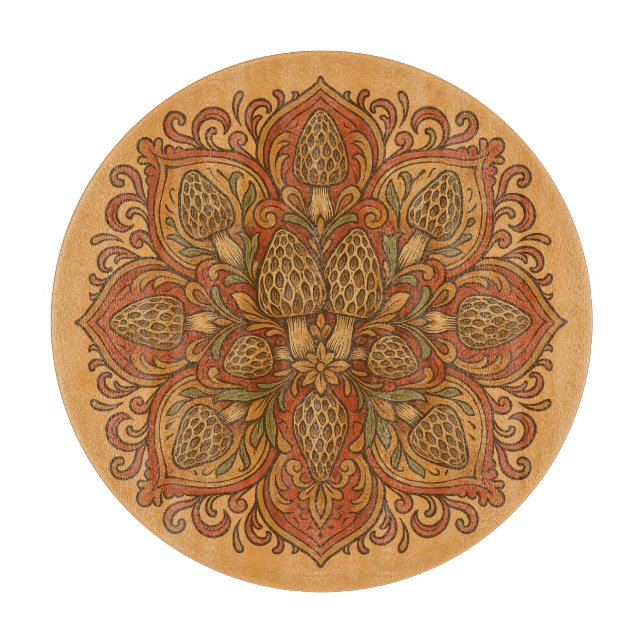 Morel Mushroom Mandala Schneidebrett (Vorderseite)