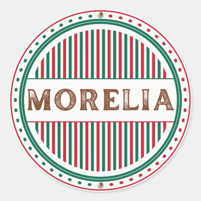 Morelia City Pride Emblem – Mexican Identity Runder Aufkleber (Vorderseite)