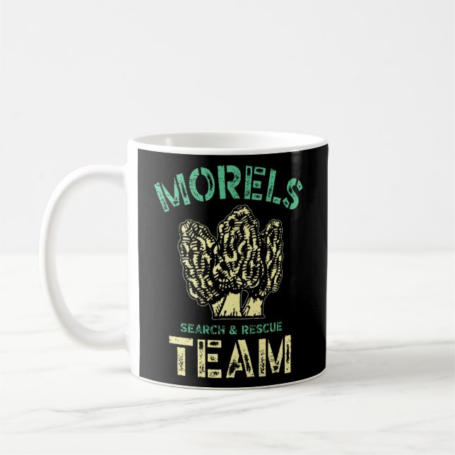 Morels Such- und Rettungsteam für einen Pilzjäger Kaffeetasse (Links)