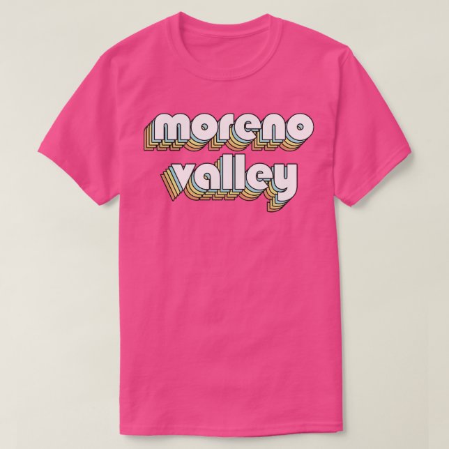 Moreno Valley Retro Rainbow Typografie verblasst T-Shirt (Design vorne)