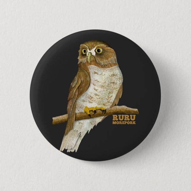 Morepork Ruru New Zeland Bird Button (Vorderseite)