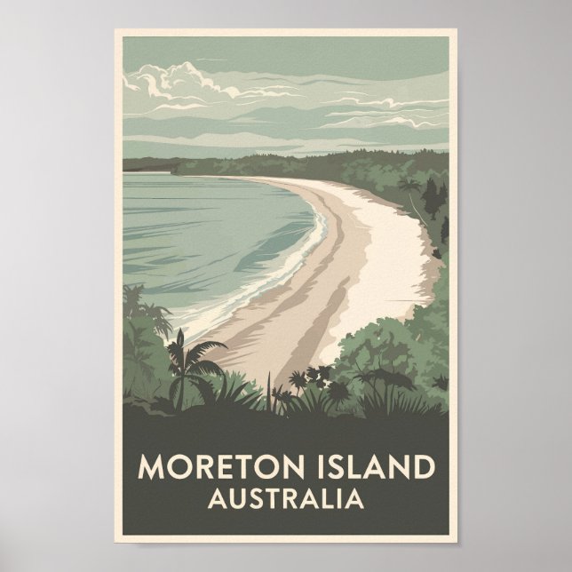 Moreton Island Australia Illustration Travel Art Poster (Vorne)