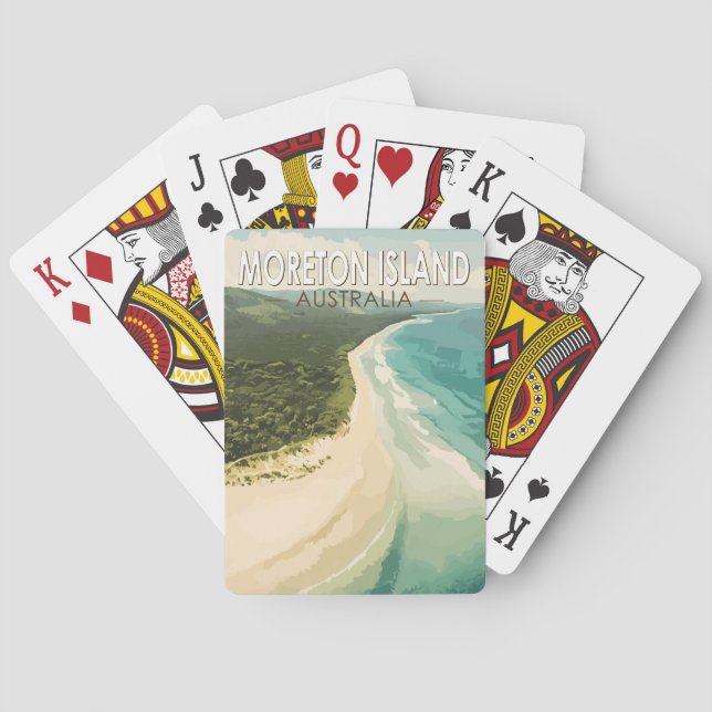 Moreton Island Australia Reisen Art Vintag Spielkarten (Rückseite)