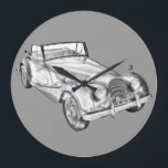 Morgan 1964 plus 4 Sport-Auto-Illustration Große Wanduhr<br><div class="desc">Illustration von klassischen Morgan plus Auto mit 4 das konvertierbare Sport. Wenn Sie eine andere Hintergrundfarbe möchten,  können Sie den besonders anfertigen Knopf anklicken,  dann klicken an den redigierenknopf,  klicken Hintergrund an und wählen Ihre kundenspezifische Farbe.</div>