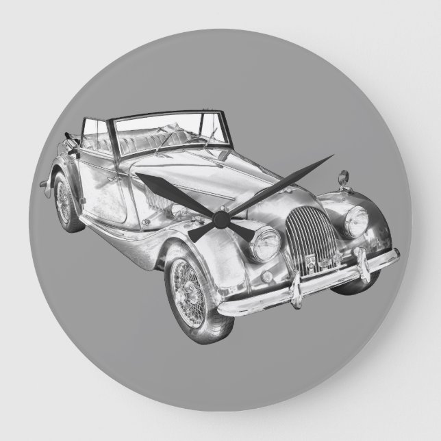 Morgan 1964 plus 4 Sport-Auto-Illustration Große Wanduhr (Vorderseite)