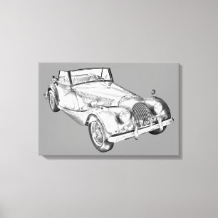 Morgan 1964 plus 4 Sport-Auto-Illustration Leinwanddruck