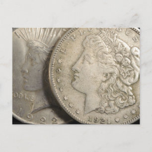 Morgan and Liberty Silver Dollars Postkarte