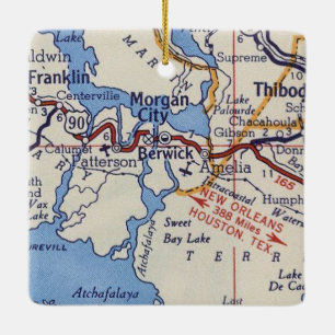 Morgan City LA Vintage Karte Keramikornament