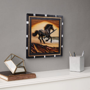 Morgan Dash am Strand: Gebrannte Kunst Quadratische Wanduhr