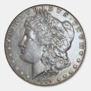 Morgan-Dollar 1889 Runder Aufkleber