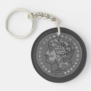 Morgan-Dollar graue runde Münze Schlüsselanhänger