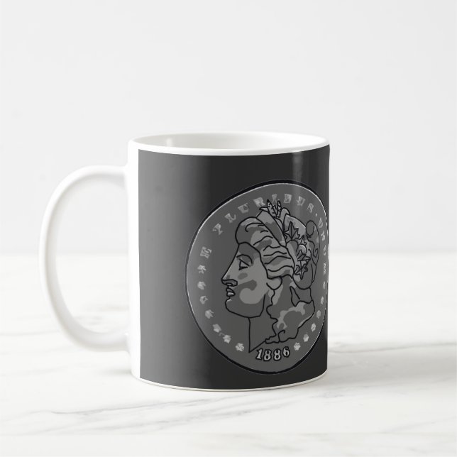 Morgan Dollar Gray Round Coin Kaffeetasse (Links)