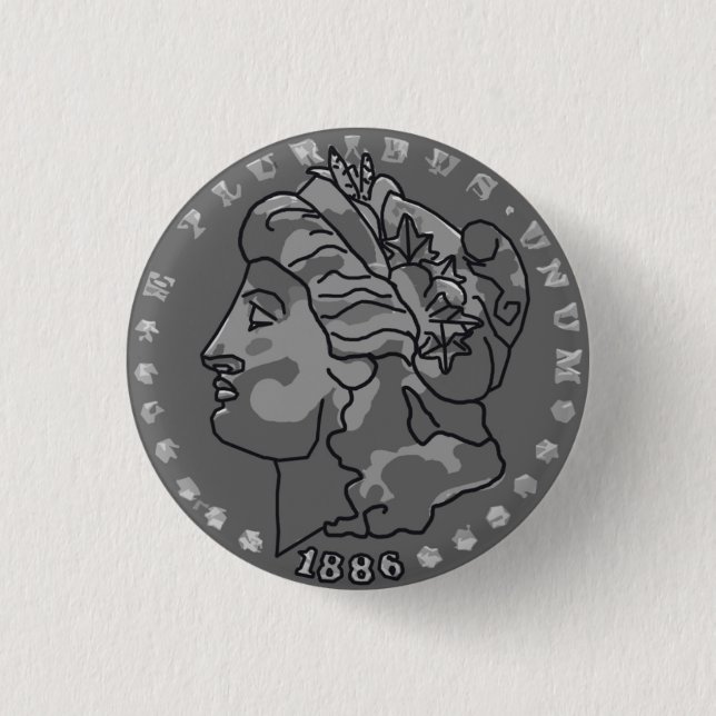 Morgan-Dollar-Königinnen-Münzkunst Button (Vorderseite)