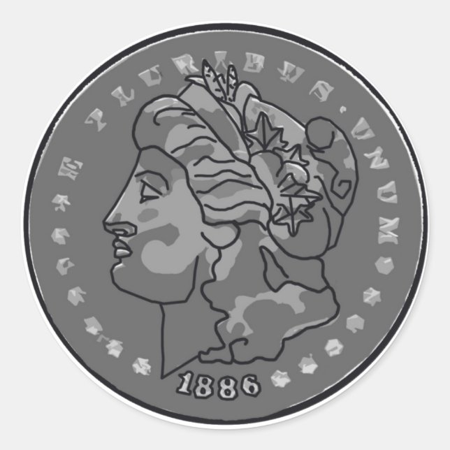 Morgan-Dollar-Kunst Runder Aufkleber (Vorderseite)