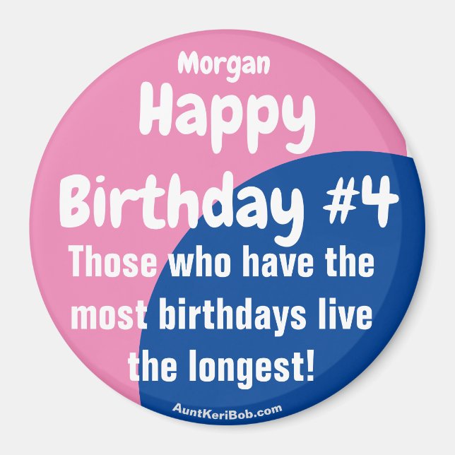 Morgan Happy Birthday #4 Girl Magnet (Vorne)