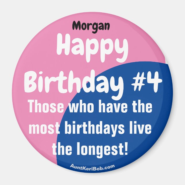 Morgan Happy Birthday #4 Girl Magnet (Vorne)
