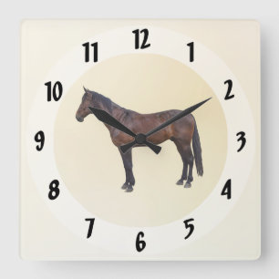 Morgan Horse im Profil Quadratische Wanduhr
