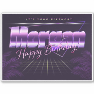 Morgan Name Vorname lila retro Sticker Geburtstag