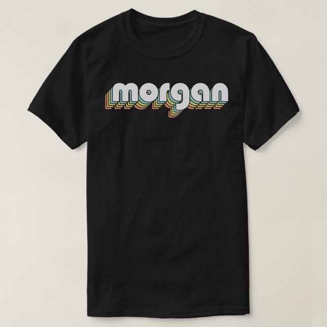 Morgan Retro Rainbow Typografie verblasster Stil T-Shirt (Design vorne)
