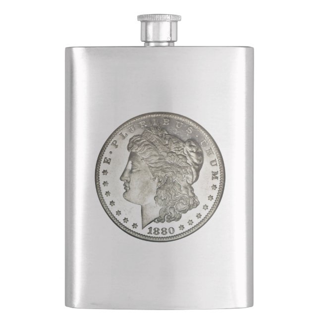 Morgan Silver Dollar Image auf Flask Flachmann (Vorderseite)