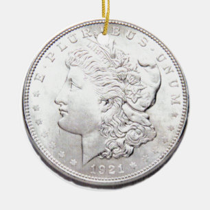 MORGAN SILVER DOLLAR KERAMIK ORNAMENT
